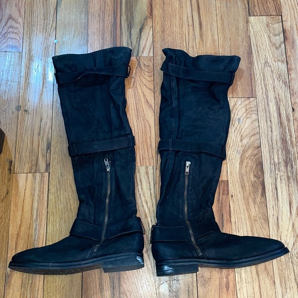 Gentle Souls Kenneth Cole Flat Buckle Zip Boots knee high Edgefield Black 9.5 ** - Picture 13 of 17